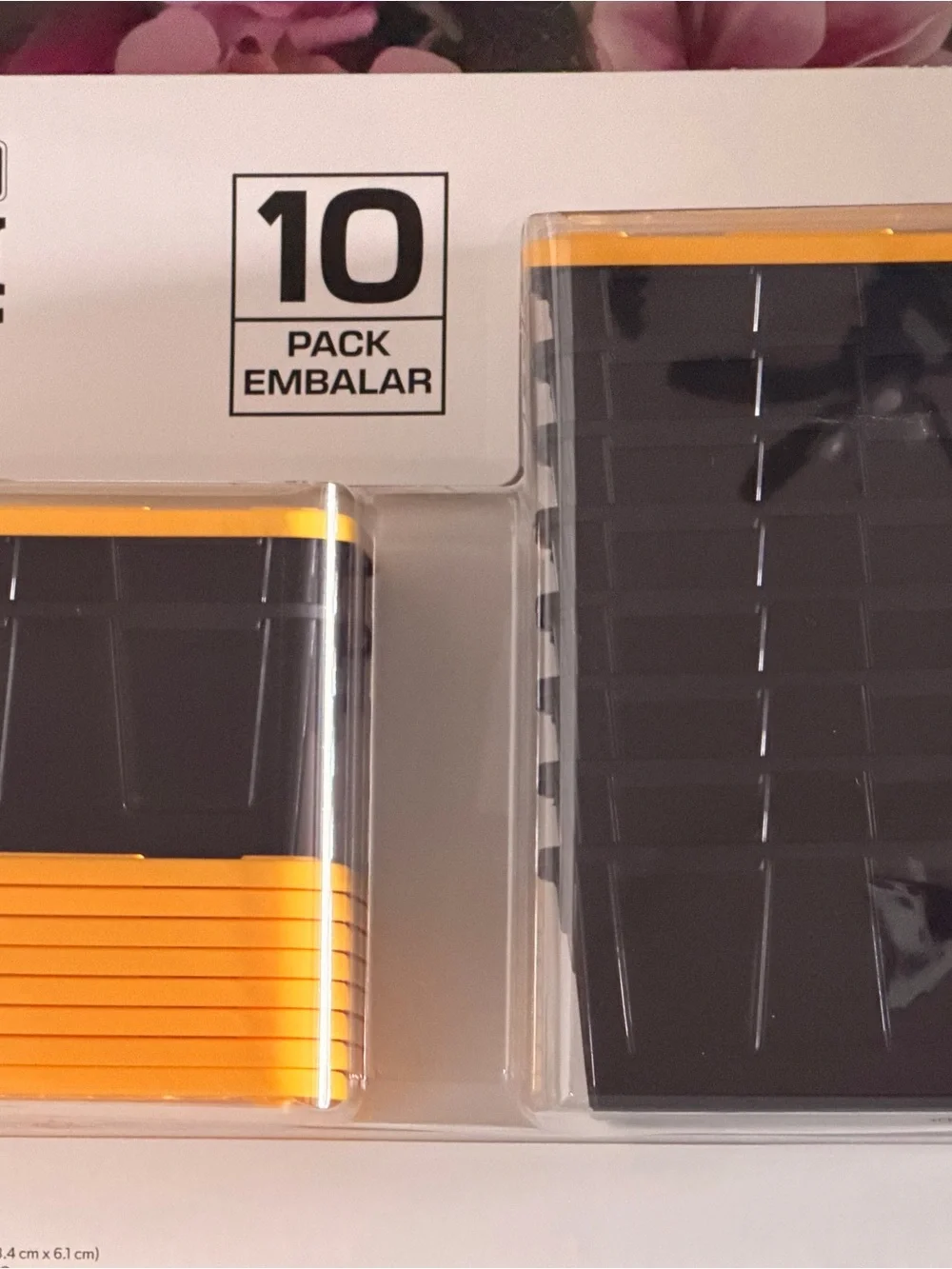 Small Plastic Storage Bins 10-Pack - Black with Yellow Lids